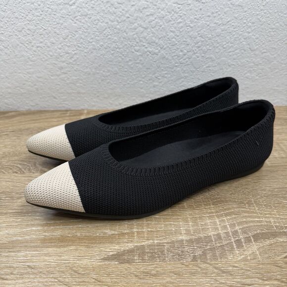 Vivaia Pointed-Toe Ballet Flats Aria 5° SIZE EU 39 | US 8 Black Cream Comfort - Picture 5 of 13
